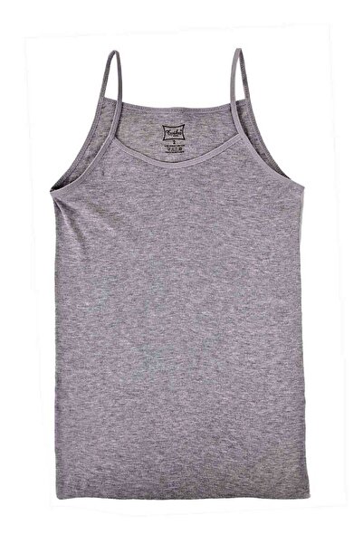 Zulu Ticaret Tutku-Women's Gray Rope Strap Cotton Undershirt 4 Pieces