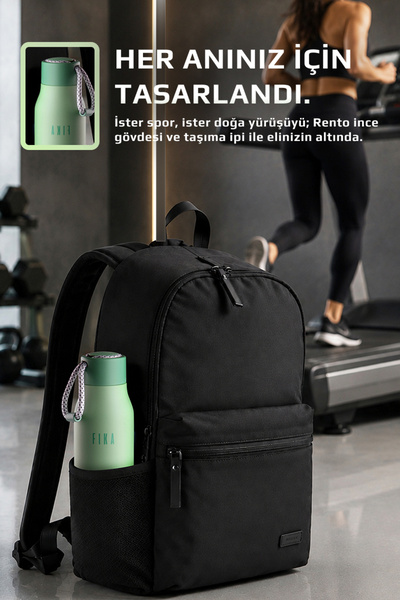 NEOFLAM Fika Rento Sızdırmaz Vidalı Kapaklı Geniş Ağızlıklı Kolay Taşınabilir Çelik Termos 600 ML - Mint Yeşili