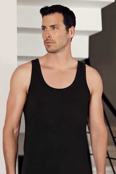 Zulu Ticaret Men's Black Lycra Modal Undershirt