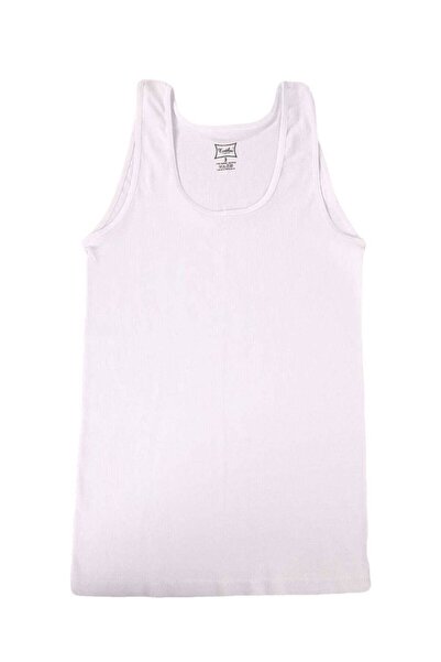 Zulu Ticaret Tutku-Women's White Ribbed Wide Strap Women's Undershirt 136 |