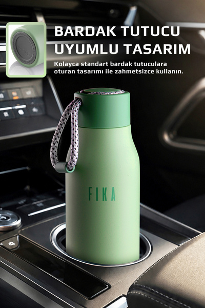 NEOFLAM Fika Rento Sızdırmaz Vidalı Kapaklı Geniş Ağızlıklı Kolay Taşınabilir Çelik Termos 600 ML - Mint Yeşili