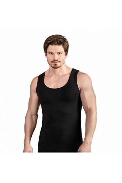 Zulu Ticaret Men's Black 6-Pack Strappy Black Cotton Undershirts 1022