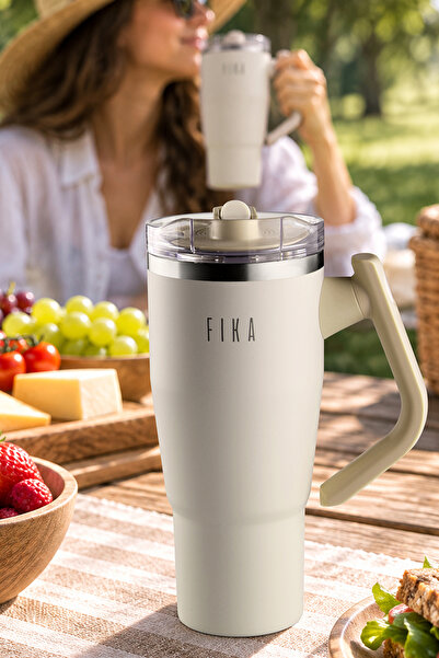 NEOFLAM Fika Lumi Patented Leak-Proof Double Spout Steel Thermos with Rotatin...