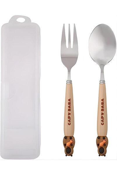 GENERAL Capybara Design Children's Cutlery Set with Case by Karavista - Stain...