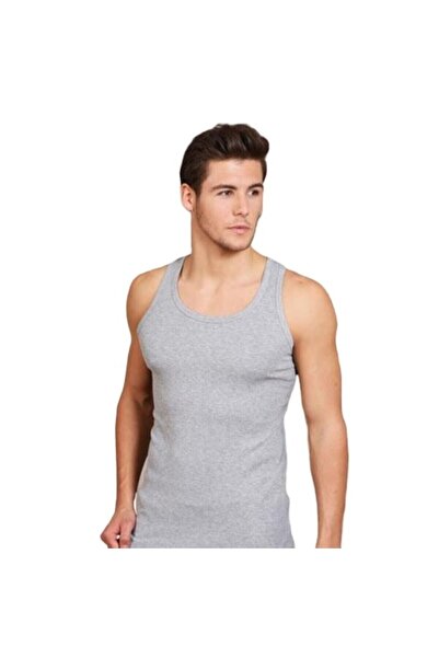 Zulu Ticaret Tutku-Men's Gray Strappy Ribbed Undershirt 7-Pack 4004
