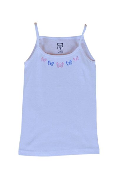 Zulu Ticaret Tutku-Girls' Colorful Embroidered Thread Strap 3-Piece Undershirt
