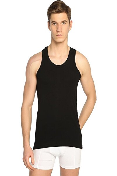 Zulu Ticaret Tutku-Erkek 2 Pack Black Ribbed Sports Undershirt Mrt0118S2