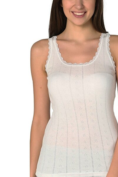Zulu Ticaret Tutku-Women's Ecru Wide Strap Patterned Athlete Tank Top 4-Pack
