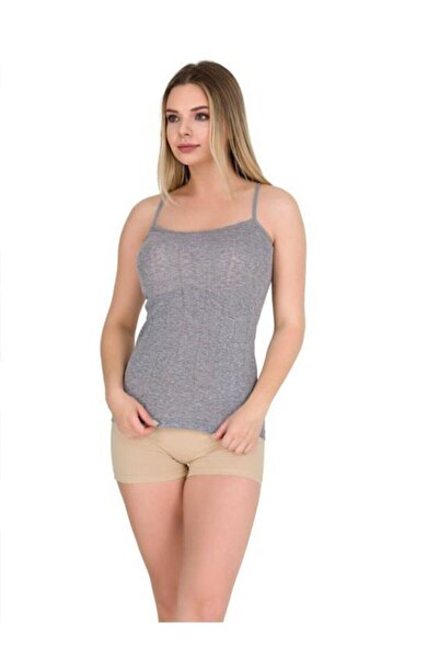 Zulu Ticaret 8050 Climate Women's Rope Strap Tank Top 3 Pieces Women's Gray M