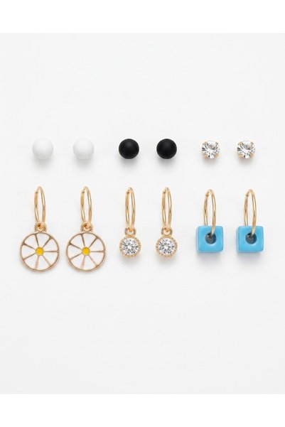 GenelTedarik Women's Daisy Figured Dangle Stylish Earring Set, Non-Tarnish, S...