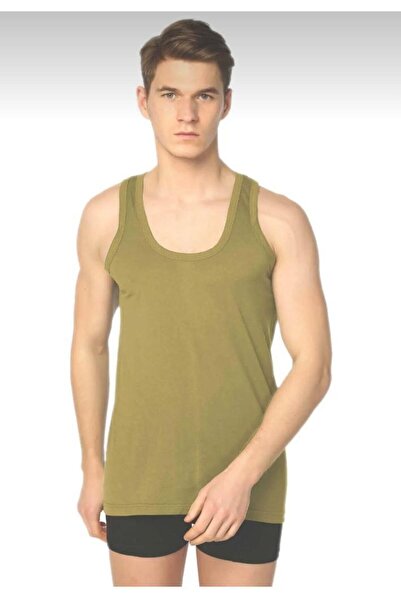 Zulu Ticaret Men's 6" Khaki Classic Strappy Cotton Undershirt 0001