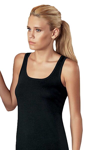 Zulu Ticaret Women's Black Wide Strap Basic Athlete Top Mb1028