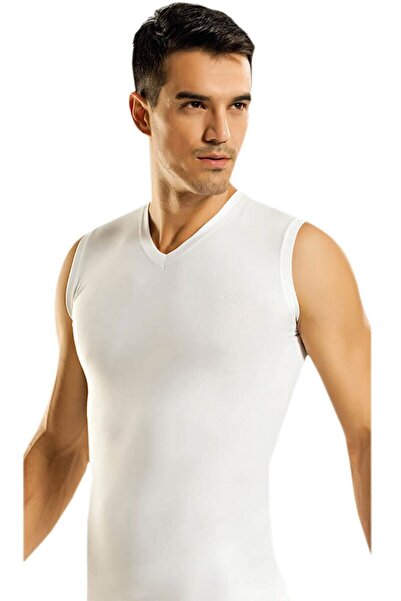 Zulu Ticaret V-Neck Zero Sleeve Ribbed Men's Undershirt