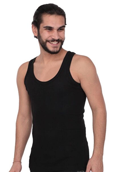 Zulu Ticaret Tutku-Men's Black Ribbed Undershirt 102 3-Pack