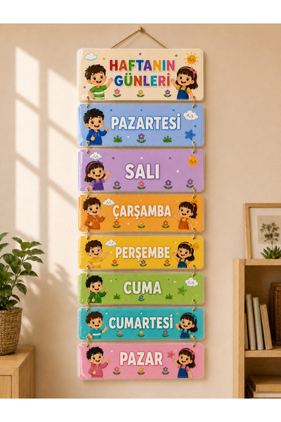 AlohamoraShop Haftanın Günleri Eğitici Pano – Laminasyonlu Asılabilir Sınıf A...