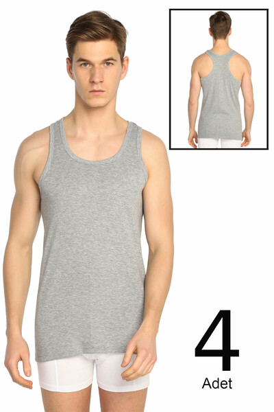 Zulu Ticaret Tutku-Men's Gray 4-Pack Ribbed Sports Undershirts Elf568T0118Ccm4