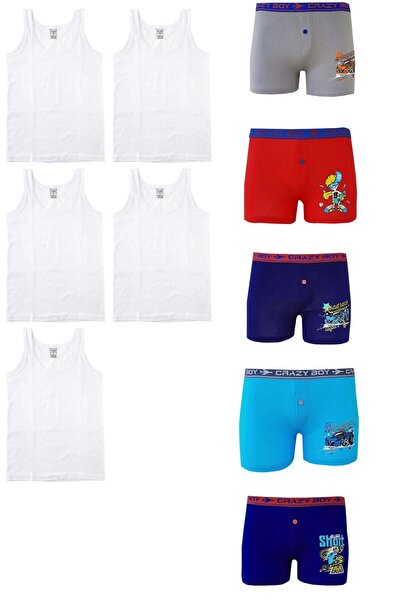 Zulu Ticaret 5-piece Tutku Boys' Undershirt-Boxer Set