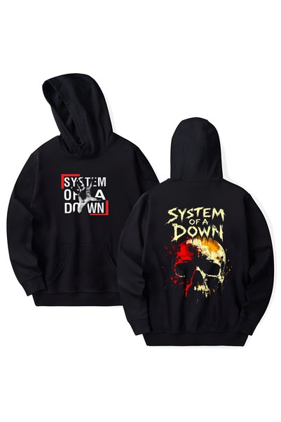 STİL-X Φούτερ με κουκούλα System of A Down, από βαμβάκι με στάμπα, μακρυμάνικ...