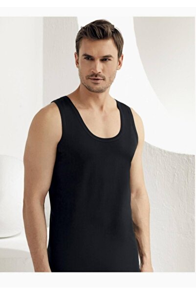 Zulu Ticaret Men's Black Wide Strap Undershirt M Sh New Season (6 Pieces Econ...