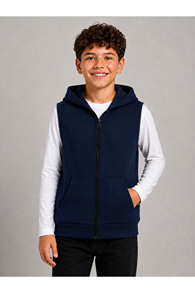 KİDSPİTİRCİK VESTĂ UNISEX PENTRU COPII, ALBASTRU ÎNCHIS, 100% BUMBAC, ȚESĂTUR...