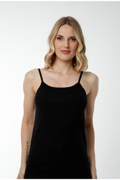 Zulu Ticaret 3-Piece Women's Black Athlete Thin Rope Strap Rib 100% Cotton & ...