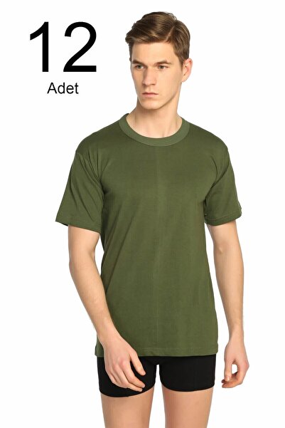 Zulu Ticaret Men's Khaki Crew Neck Undershirt 12 Pack