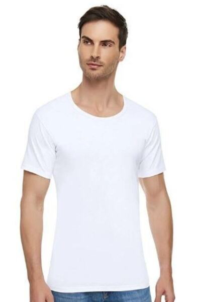 Zulu Ticaret Men's Crew Neck White Undershirt Single