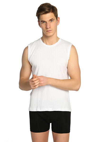 Zulu Ticaret Men's White 6 Pack Ribbed Sports Undershirt Elf568T0108Ccm6