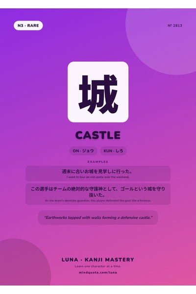 OEM Poster Kanji 城 Castle, Japanese Minimalist Design, Cardboard 250g, A4