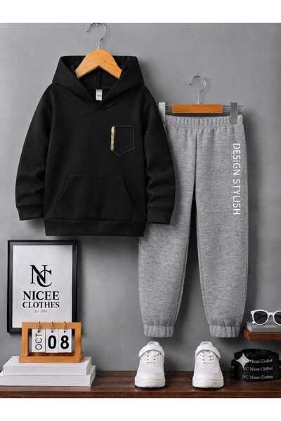Leto Lykia Children's Unisex Tracksuit Set (Small Pocket on the Left, Winter ...