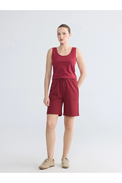 LC Waikiki Lcwaikiki Basic Burgundy Women's Shorts with Elastic Waist