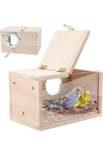 GENERAL Bok Song Bird Nest Breeding Box Transparent Natural Wood Bird House f...