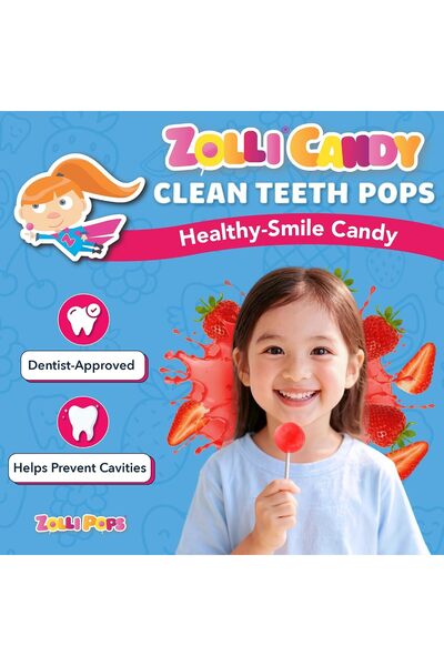 Zollipops Zolli Pops Clean Teath Pops Strawberry 3.1Oz