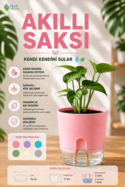plant-home Akıllı Saksı Kendini Sulayan Saksı Otomatik Sulama Sistemli Su Haz...