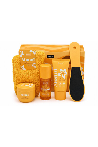 Monoi Set cadou Sence pentru îngrijirea picioarelor, cremă, scrub, ulei, șose...