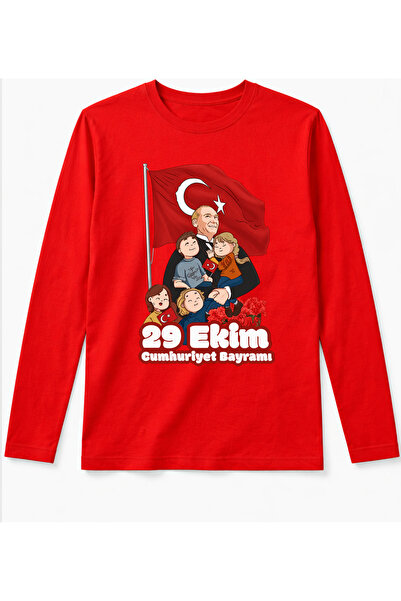 Efendioğlu Design Long Sleeve Ataturk Embracing Children Printed Cotton 29 Oc...