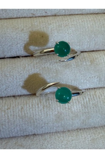 Generic Brand silver color ring with natural Jade stone adjustable size ring ...