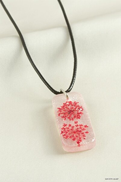 ZERO LAND Spt-Gld Sultanotu Rectangular Epoxy (225826) Pendant Red