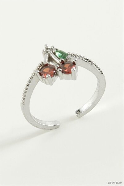 ZERO LAND Spt-Gld Cherry Zircon Stone Ring (234638) Silver Color