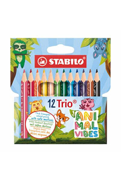 Stabilo Creioane colorate Trio Thick short Animal Vibes, 12 culori / set