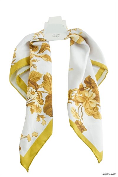ZERO LAND Spt-Gld Flower Zr Satin Scarf 50X50 (232349) cm Yellow