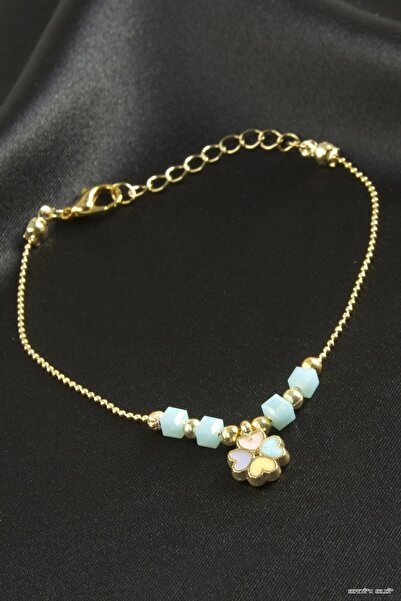 ZERO LAND Spt-Gld Clover Cube Crystal (225233) Bracelet Blue