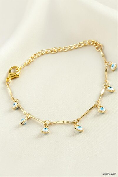 ZERO LAND Spt-Gld Nazar Boncuk Mineli (231401) Bracelet White
