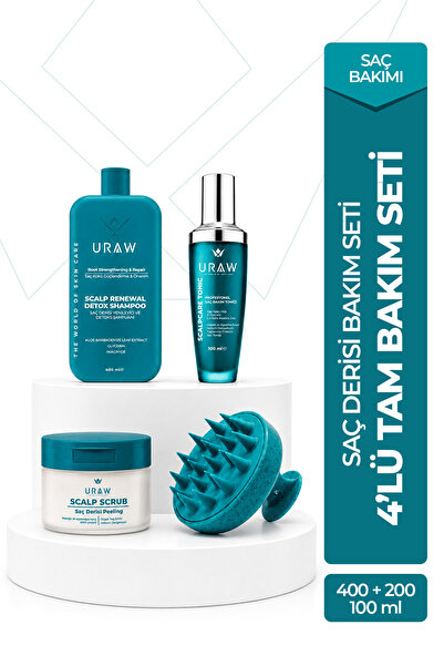 Uraw Saç Derisi Bakım Seti | Scalp Scrub + Detox Şampuan + Scalp Care Tonik +...