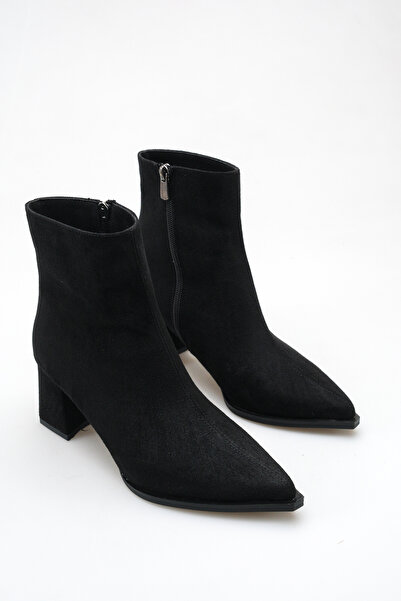 meyra'nın ayakkabıları Women's Pointed Toe Heeled Boots Black Suede