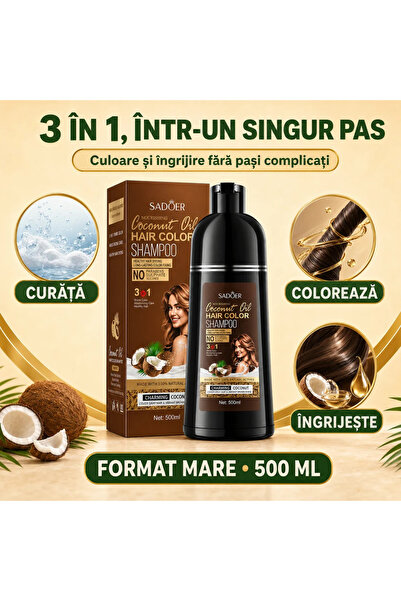 SADOER Șampon Nuanțator 3-în-1 (Colorează, Îngrijește și Hrănește Părul), cu ...