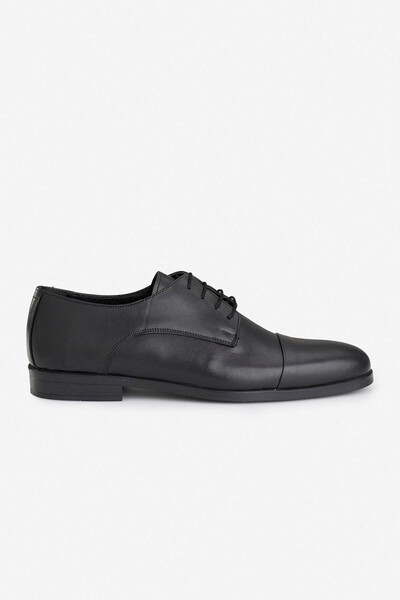 SÜVARİ Real Leather Laced Black Men's Classic Shoes Say2001500051