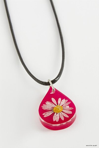 ZERO LAND Spt-Gld Daisy Oval Epoxy (231216) Necklace Pink