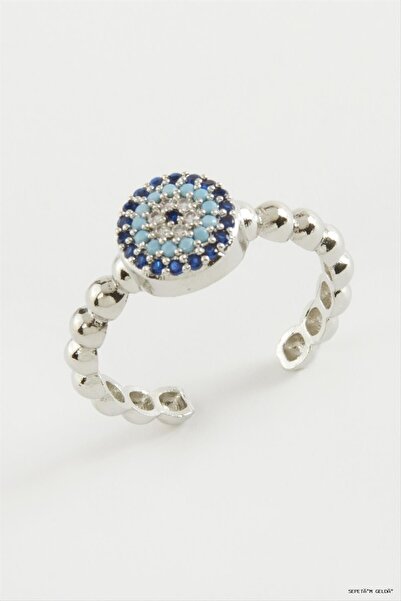 ZERO LAND Spt-Gld Nazar Zircon Stone Ring (230754) Silver Color