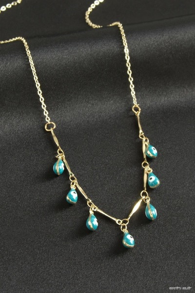 ZERO LAND Spt-Gld Damla Nazarlı Mineli (231442) Necklace Turquoise
